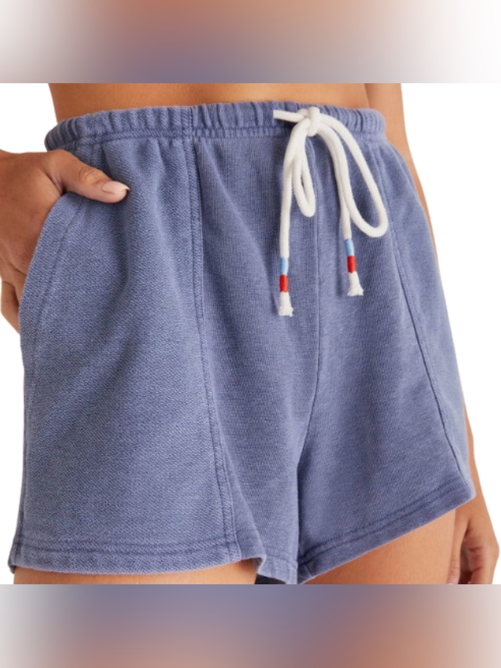 Z Supply Slate Vintage Terry Drawstring Athletic 2" Shorts in Dusty Navy (M)